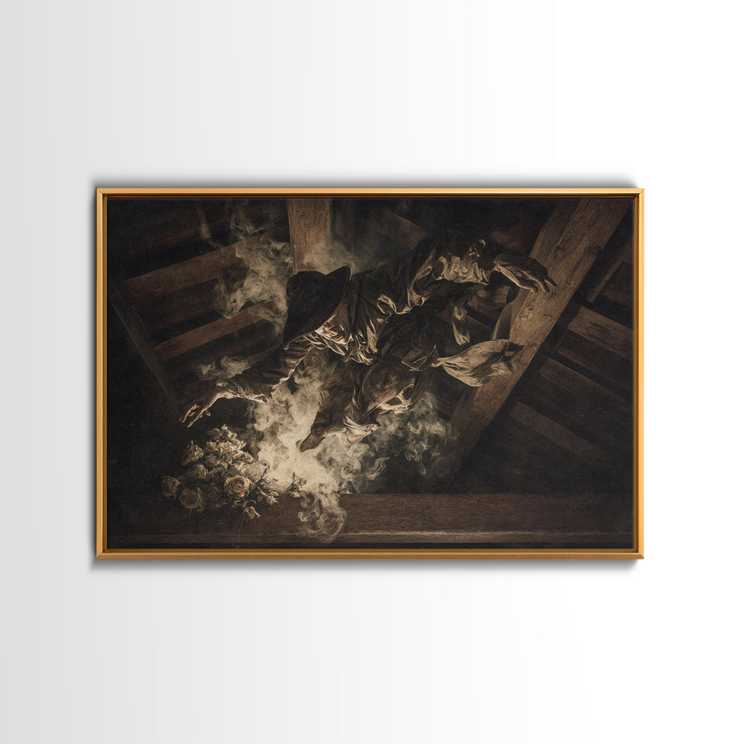 The Attic Whisperer, Dark Renaissance Art, Landscape Wall Art, Macabre Wall Art, Canvas Print, Halloween Wall Art