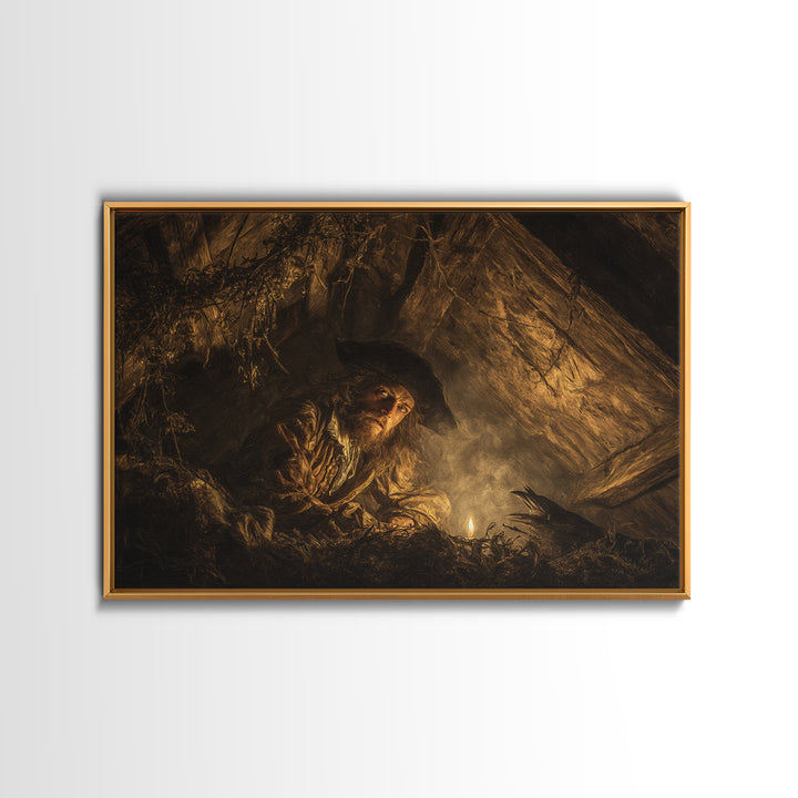 The Attic Whisperer, Baroque Witchcraft Art, Landscape Wall Art, Dark Halloween Decor, Canvas Print, Halloween Wall Art