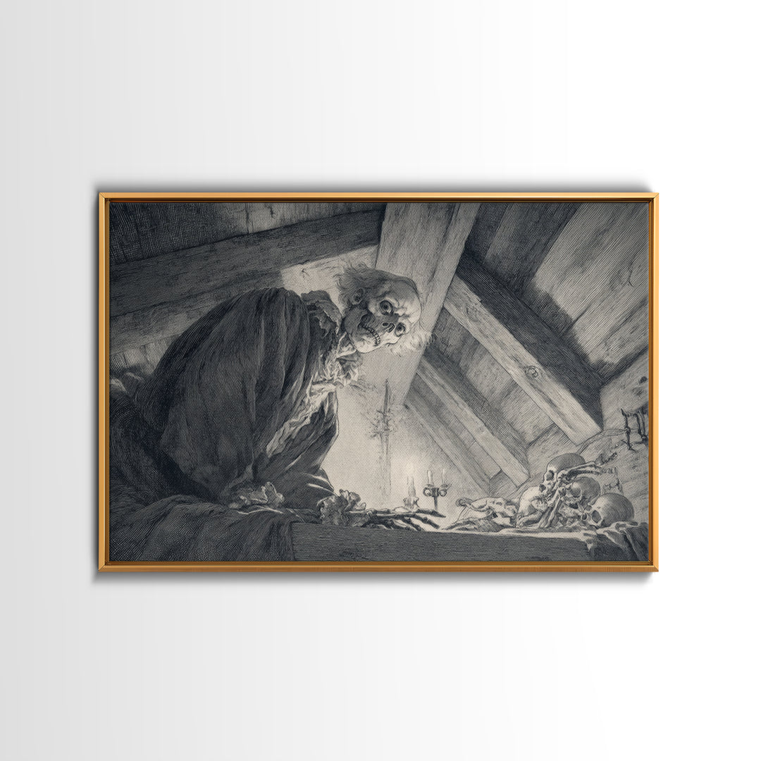 The Attic Whisperer, Decadent Gothic Art, Landscape Wall Art, Dark Halloween Decor, Canvas Print, Halloween Wall Art