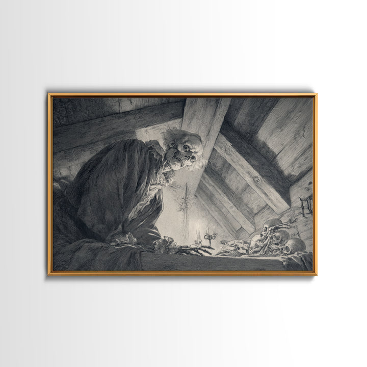 The Attic Whisperer, Decadent Gothic Art, Landscape Wall Art, Dark Halloween Decor, Canvas Print, Halloween Wall Art