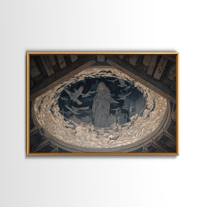 The Attic Whisperer, Symbolist Death Art, Landscape Wall Art, Macabre Wall Art, Canvas Print, Halloween Wall Art, Horror Wall Art