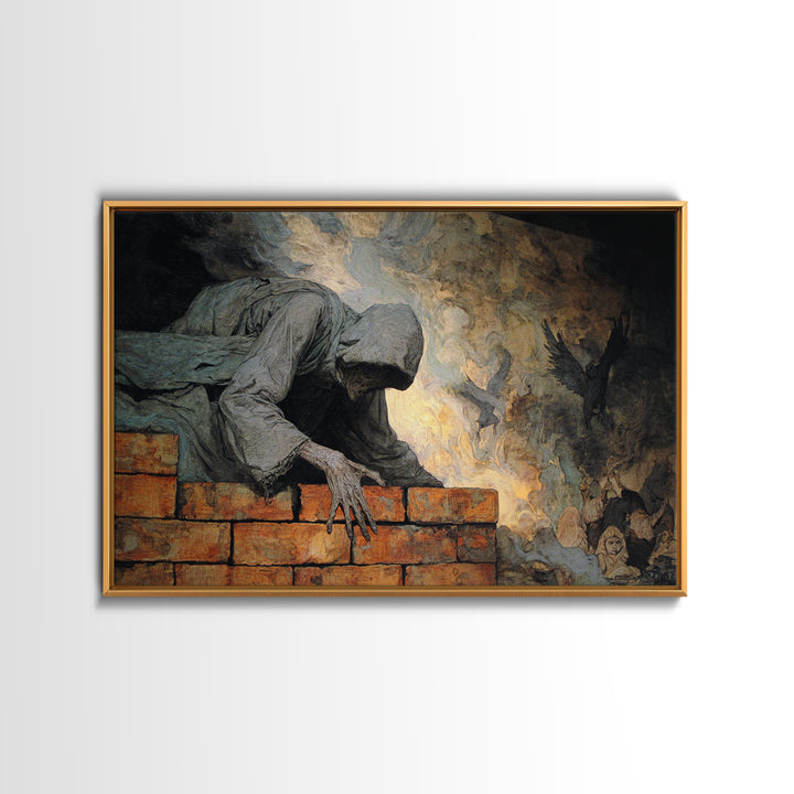 The Chimney Phantom, Dark Renaissance Art, Landscape Wall Art, Dark Fantasy Wall Art, Canvas Print, Halloween Wall Art