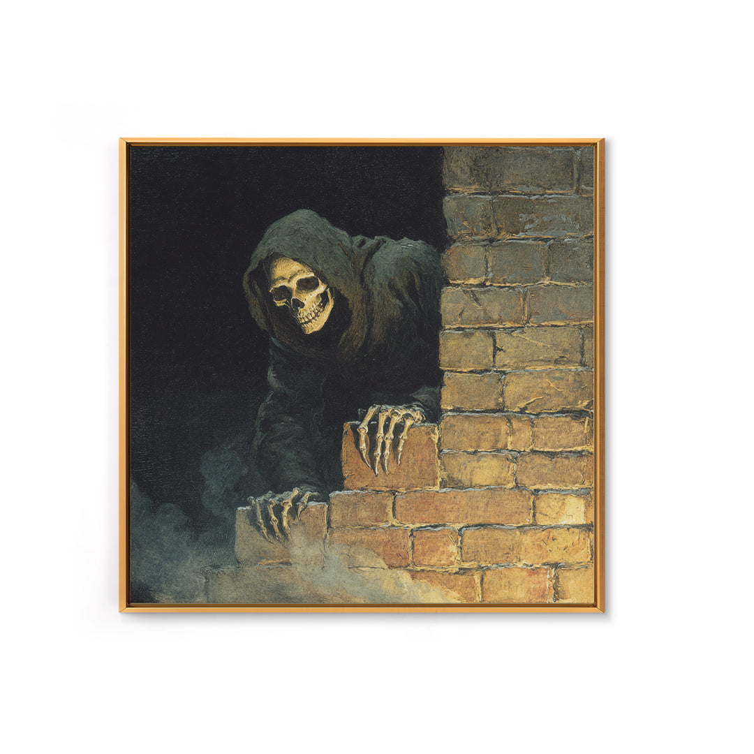 The Chimney Phantom, Danse Macabre Art, Square Wall Art, Gothic Horror Wall Art, Framed Canvas Print, Halloween Wall Art