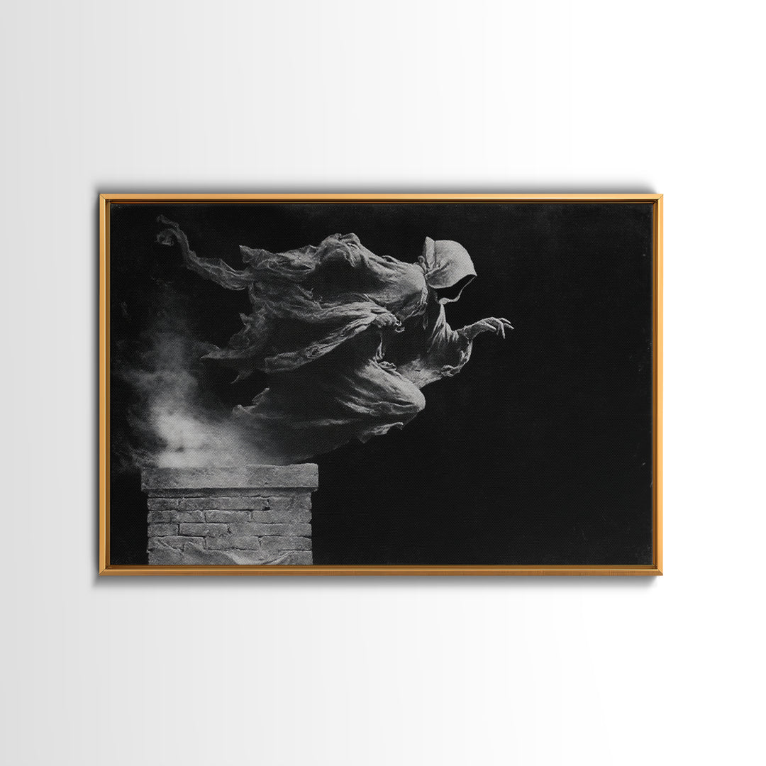 The Chimney Phantom, Symbolist Gothic Landscape, Landscape Wall Art, Dark Fantasy Wall Art, Framed Canvas Print, Halloween Wall Art