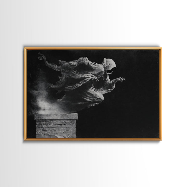 The Chimney Phantom, Symbolist Gothic Landscape, Landscape Wall Art, Dark Fantasy Wall Art, Framed Canvas Print, Halloween Wall Art
