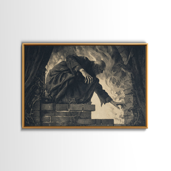 The Chimney Phantom, Dark Symbolist Art, Landscape Wall Art, Dark Fantasy Wall Art, Framed Canvas Print, Halloween Wall Art