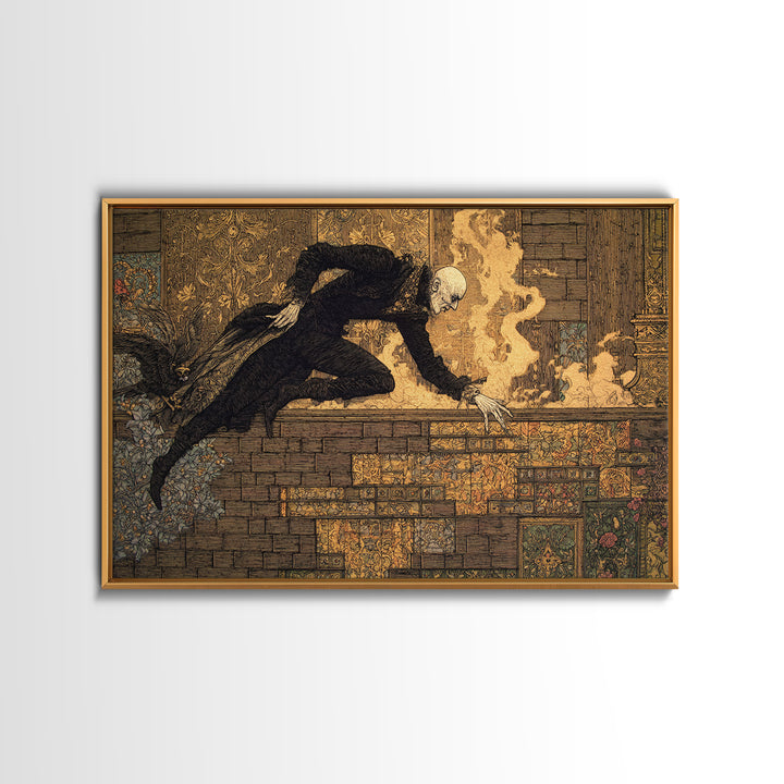 The Chimney Phantom, Stained Glass Gothic Art, Landscape Wall Art, Gothic Horror Wall Art, Canvas Print, Halloween Wall Art