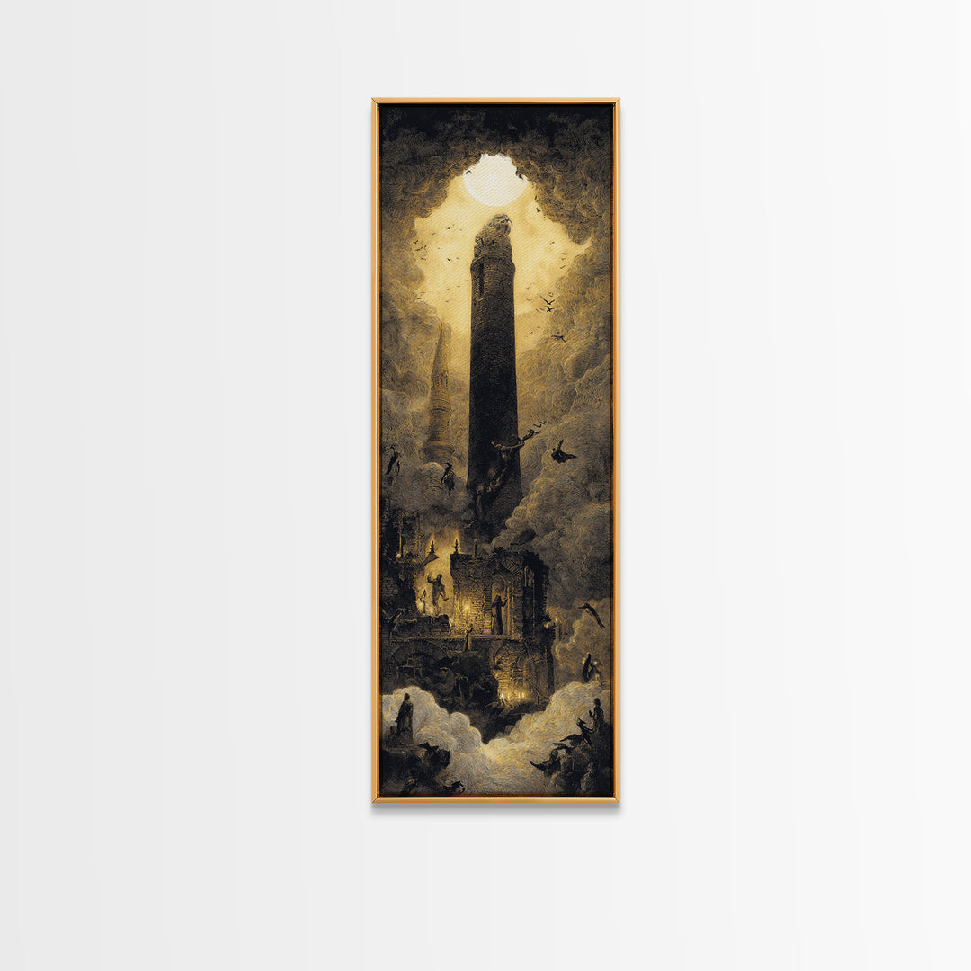 The Chimney Phantom, Surreal Apocalyptic Art, Tall Narrow Wall Art, Gothic Horror Wall Art, Canvas Print, Halloween Wall Art