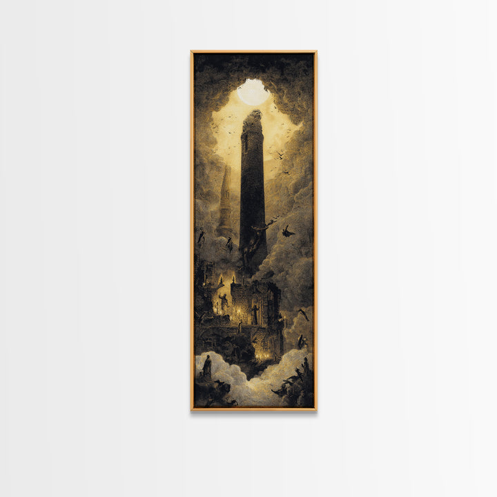 The Chimney Phantom, Surreal Apocalyptic Art, Tall Narrow Wall Art, Gothic Horror Wall Art, Canvas Print, Halloween Wall Art