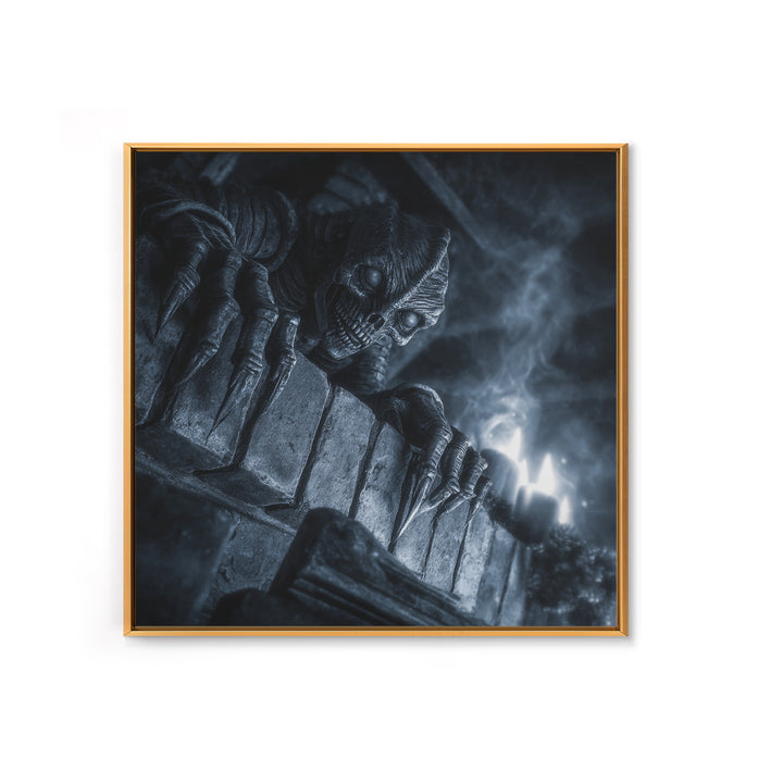 The Chimney Phantom, Biomechanical Horror Art, Square Wall Art, Dark Fantasy Wall Art, Framed Canvas Print, Halloween Wall Art