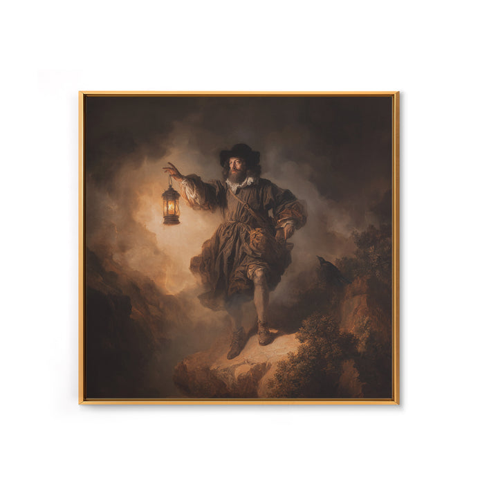 The Lantern Specter, Baroque Witchcraft Art, Square Wall Art, Dark Fantasy Wall Art, Framed Canvas Print, Halloween Wall Art