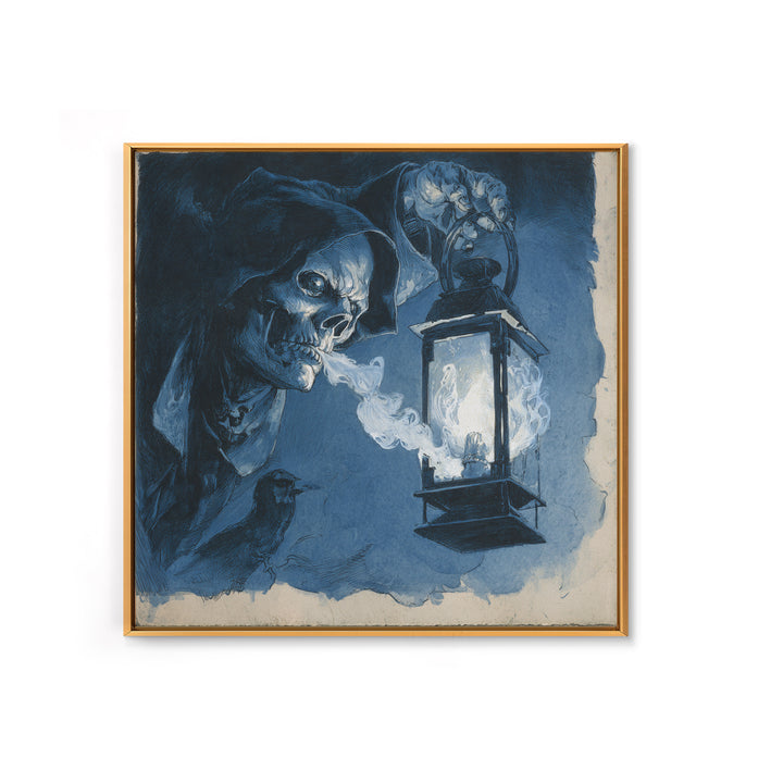The Lantern Specter, Decadent Gothic Art, Square Wall Art, Gothic Horror Wall Art, Framed Canvas Print, Halloween Wall Art