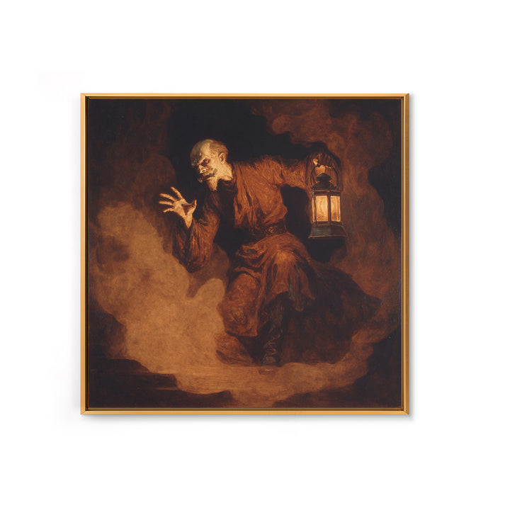 The Lantern Specter, Dark Symbolist Art, Square Wall Art, Dark Fantasy Wall Art, Canvas Print, Halloween Wall Art