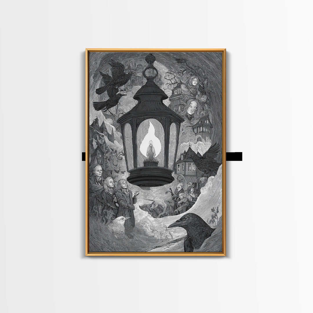 The Lantern Specter, Victorian Macabre Art, Vertical Wall Art, Dark Fantasy Wall Art, Canvas Print, Halloween Wall Art
