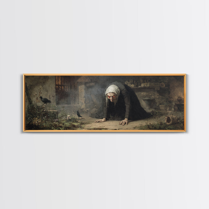 The Red-Eyed Night Hag, Dark Romantic Horror Art, Extra Wide Wall Art, Dark Fantasy Wall Art, Framed Canvas Print, Halloween Wall Art