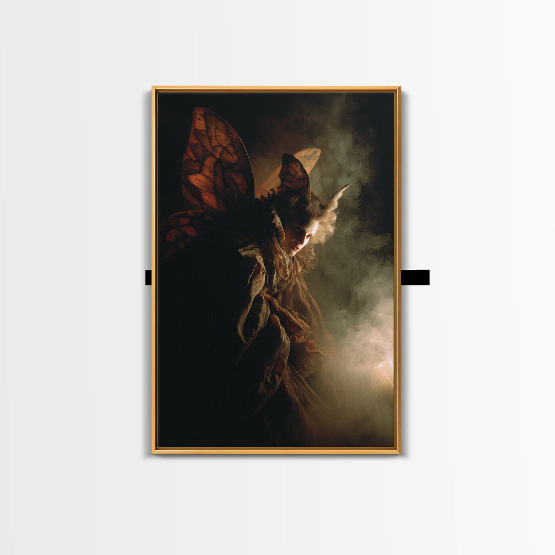 The Velvet Moth Witch, Gothic Nightmare Art, Vertical Wall Art, Gothic Horror Wall Art, Canvas Print, Halloween Wall Art