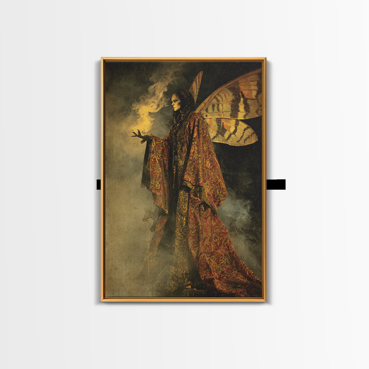 The Velvet Moth Witch, Decadent Gothic Art, Vertical Wall Art, Macabre Wall Art, Canvas Print, Halloween Wall Art, Horror Wall Art