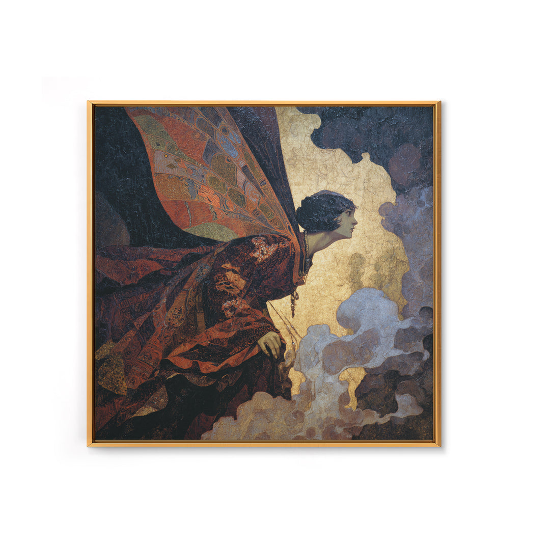 The Velvet Moth Witch, Dark Symbolist Art, Square Wall Art, Macabre Wall Art, Canvas Print, Halloween Wall Art