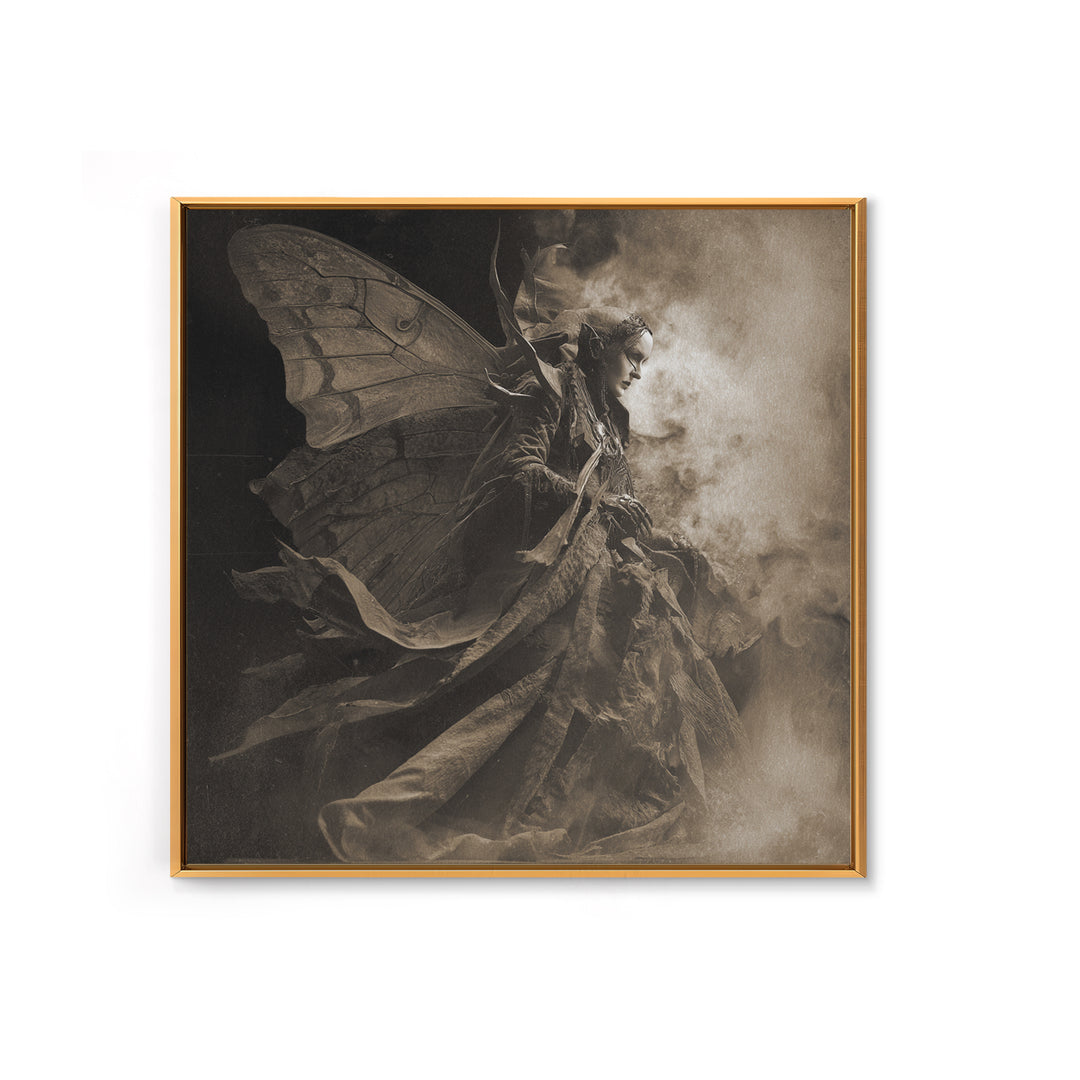 The Velvet Moth Witch, Biomechanical Horror Art, Square Wall Art, Gothic Horror Wall Art, Canvas Print, Halloween Wall Art, Dark Fantasy Art