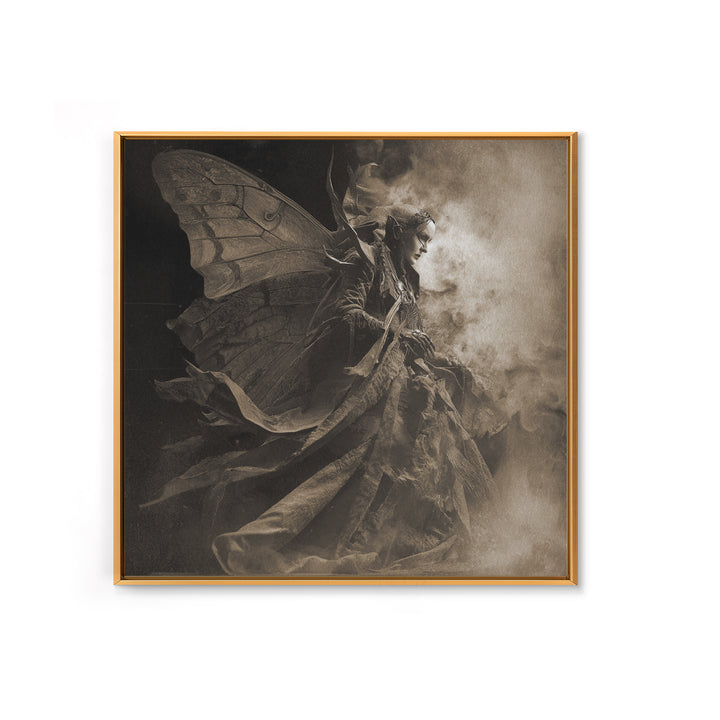 The Velvet Moth Witch, Biomechanical Horror Art, Square Wall Art, Gothic Horror Wall Art, Canvas Print, Halloween Wall Art, Dark Fantasy Art