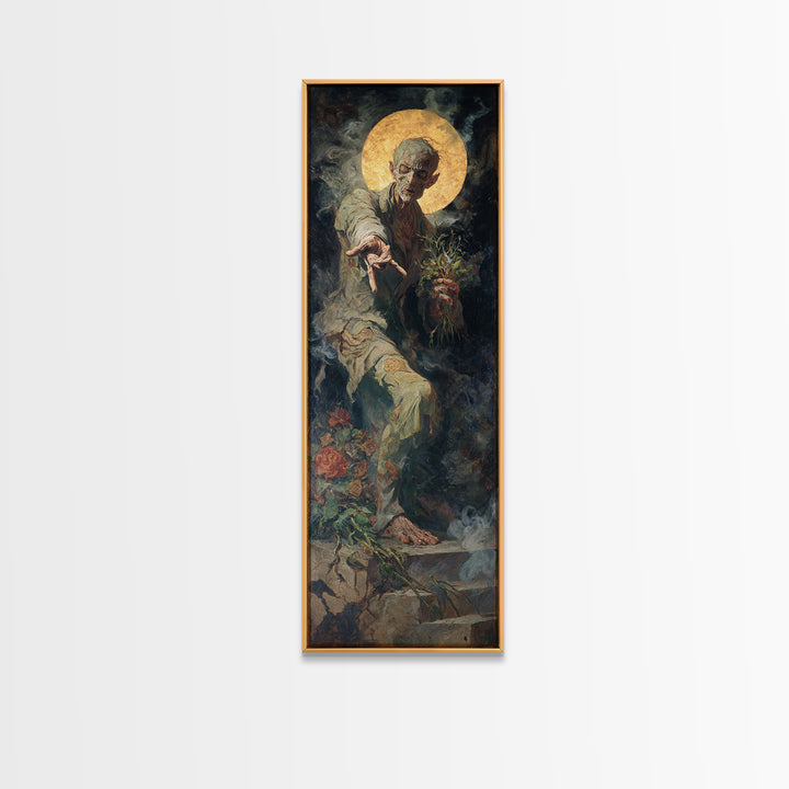The Ghostly Groom, Dark Renaissance Art, Tall Narrow Wall Art, Gothic Horror Wall Art, Framed Canvas Print, Halloween Wall Art