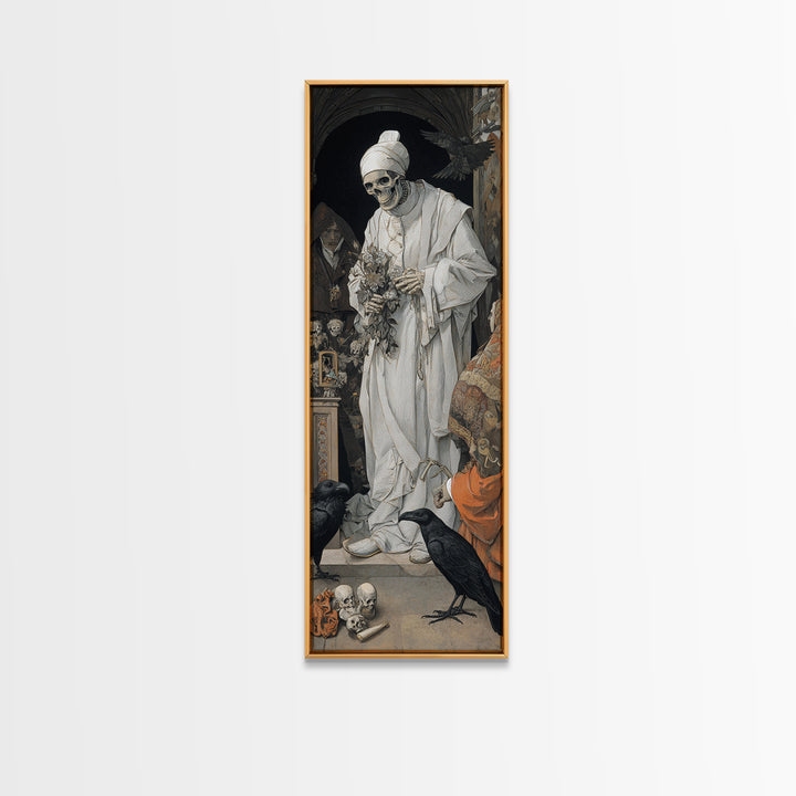 The Ghostly Groom, Danse Macabre Art, Tall Narrow Wall Art, Gothic Horror Wall Art, Framed Canvas Print