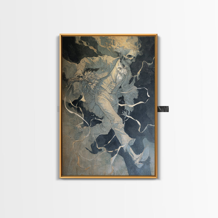 The Ghostly Groom, Decadent Gothic Art, Vertical Wall Art, Dark Halloween Decor, Framed Canvas Print, Halloween Wall Art