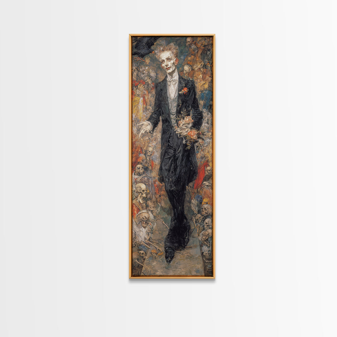The Ghostly Groom, Grotesque Carnival Art, Tall Narrow Wall Art, Dark Fantasy Wall Art, Canvas Print, Halloween Wall Art, Horror Wall Art