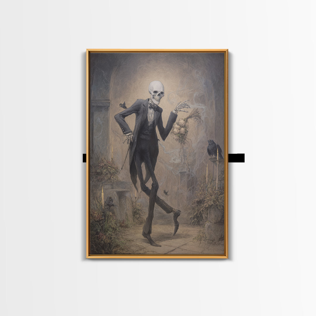 The Ghostly Groom, Victorian Macabre Art, Vertical Wall Art, Dark Halloween Decor, Framed Canvas Print, Halloween Wall Art