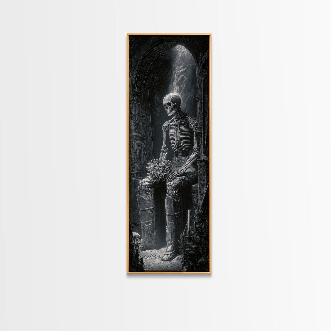 The Ghostly Groom, Biomechanical Horror Art, Tall Narrow Wall Art, Gothic Horror Wall Art, Canvas Print, Halloween Wall Art