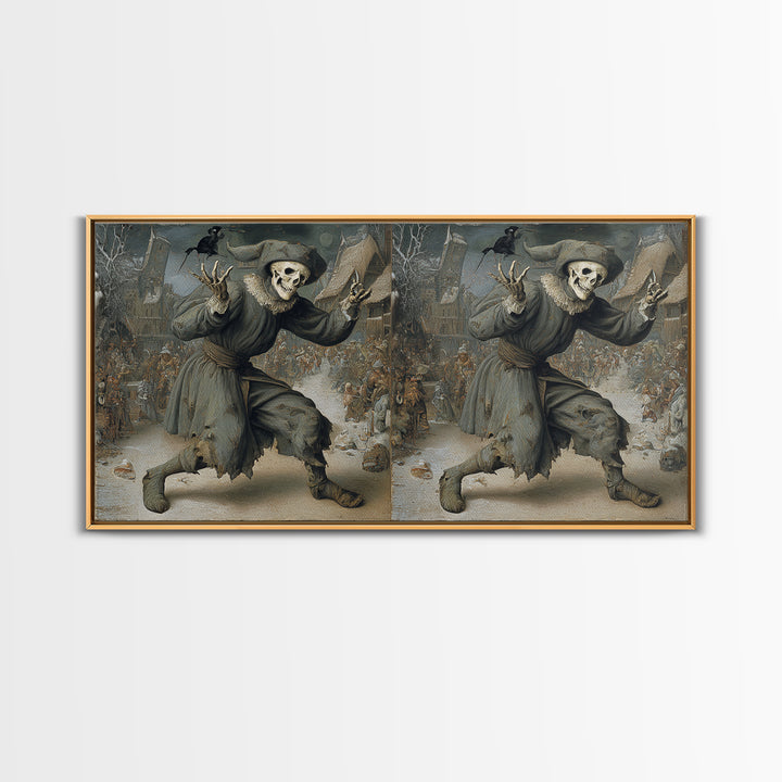 The Phantom Jester, Northern Renaissance Horror, Wide Panoramic Art, Macabre Wall Art, Canvas Print, Halloween Wall Art