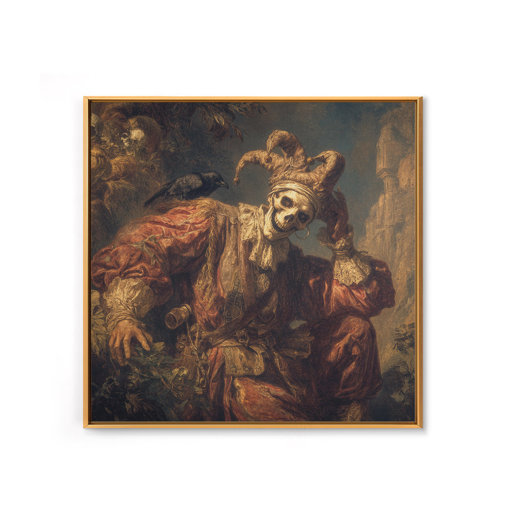 The Phantom Jester, Baroque Witchcraft Art, Square Wall Art, Dark Halloween Decor, Canvas Print, Halloween Wall Art, Gothic Home Decor