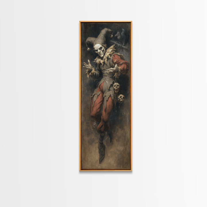 The Phantom Jester, Gothic Nightmare Art, Tall Narrow Wall Art, Macabre Wall Art, Canvas Print, Halloween Wall Art, Gothic Home Decor