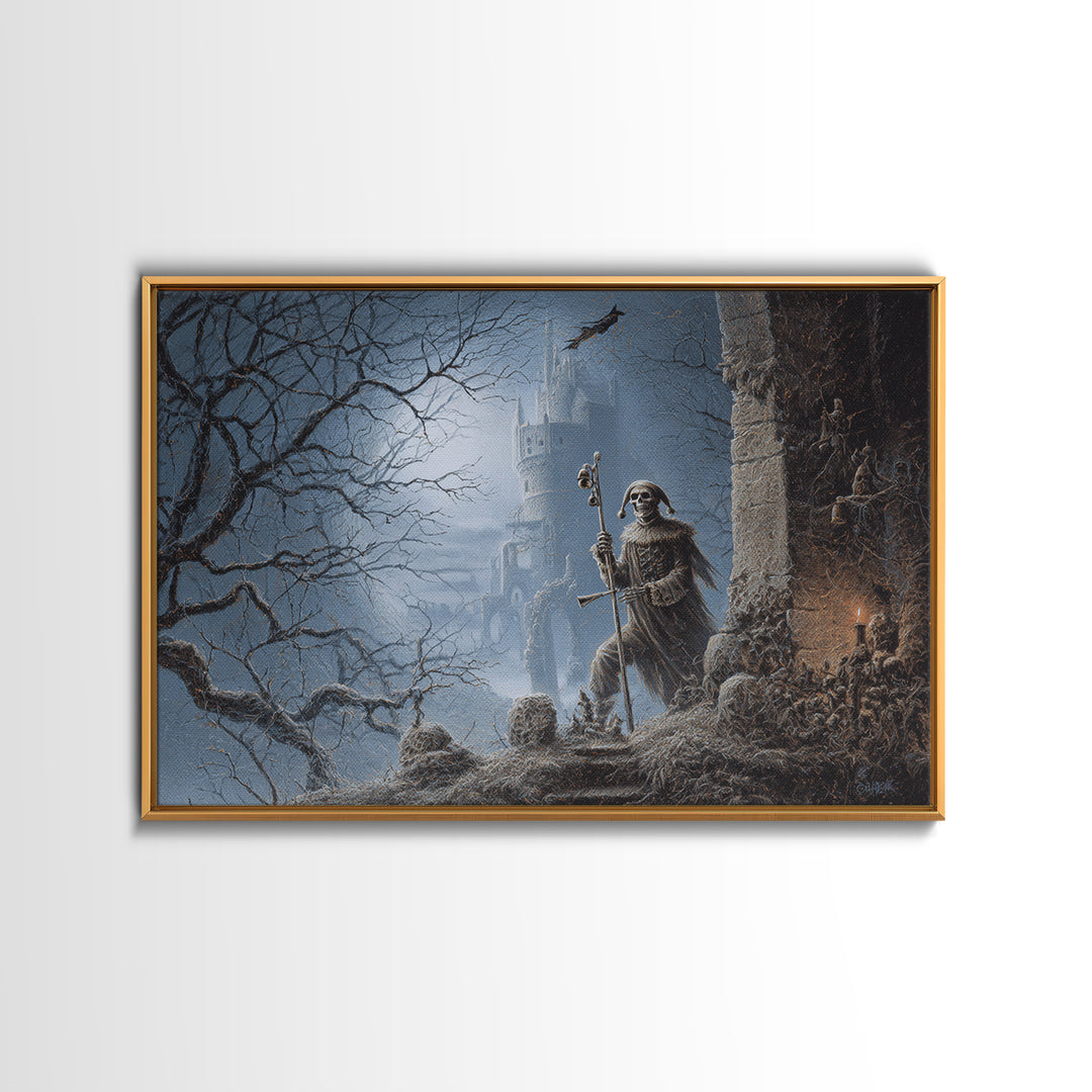 The Phantom Jester, Romantic Gothic Landscape, Landscape Wall Art, Dark Fantasy Wall Art, Canvas Print, Halloween Wall Art