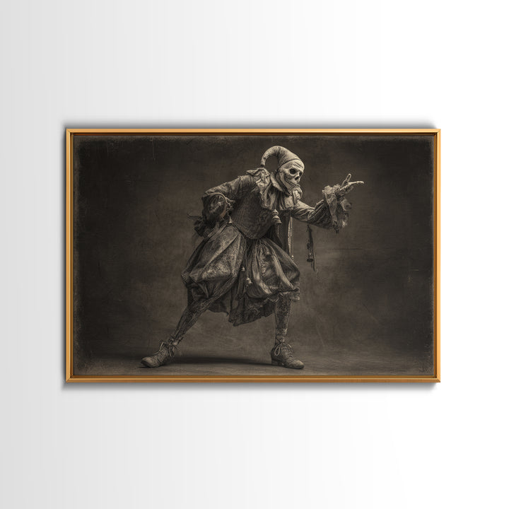 The Phantom Jester, Expressionist Nightmare Art, Landscape Wall Art, Dark Halloween Decor, Framed Canvas Print, Halloween Wall Art