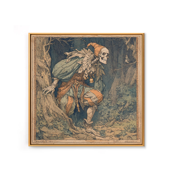 The Phantom Jester, Gothic Storybook Art, Square Wall Art, Dark Fantasy Wall Art, Canvas Print, Halloween Wall Art, Gothic Home Decor