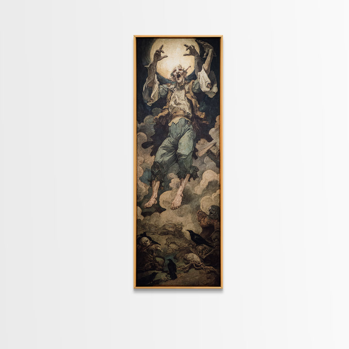 The Marionette Master, Dark Renaissance Art, Tall Narrow Wall Art, Macabre Wall Art, Framed Canvas Print, Halloween Wall Art