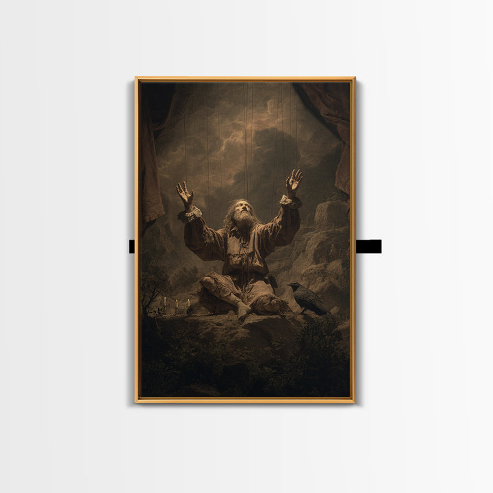 The Marionette Master, Baroque Witchcraft Art, Vertical Wall Art, Dark Halloween Decor, Canvas Print, Halloween Wall Art