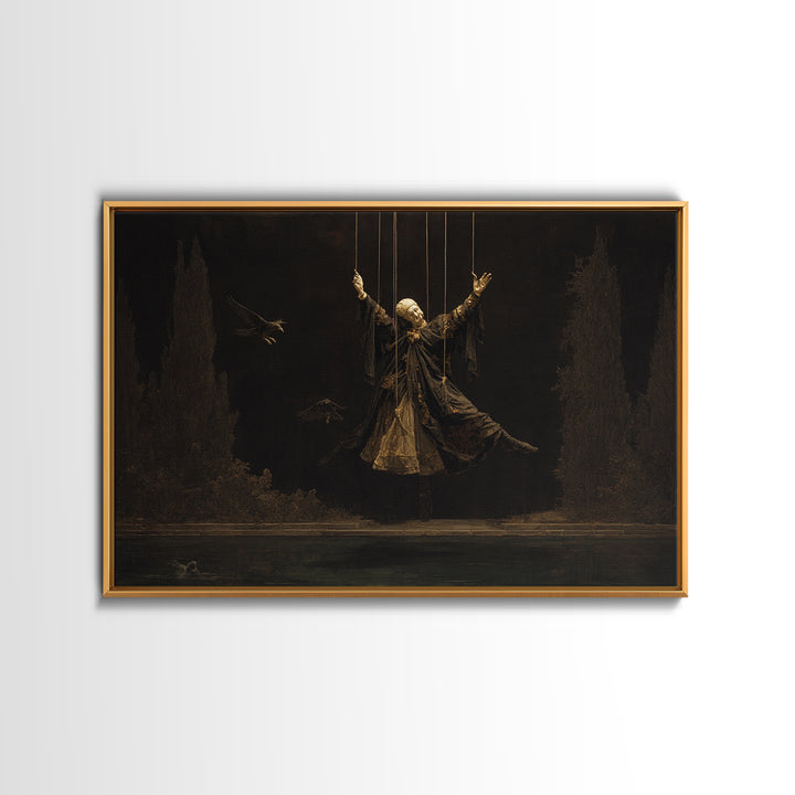 The Marionette Master, Symbolist Gothic Landscape, Landscape Wall Art, Dark Fantasy Wall Art, Framed Canvas Print, Halloween Wall Art