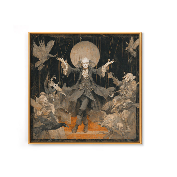 The Marionette Master, Decadent Gothic Art, Square Wall Art, Macabre Wall Art, Framed Canvas Print, Halloween Wall Art