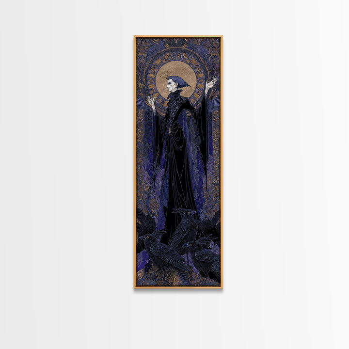 The Marionette Master, Stained Glass Gothic Art, Tall Narrow Wall Art, Dark Halloween Decor, Canvas Print, Halloween Wall Art