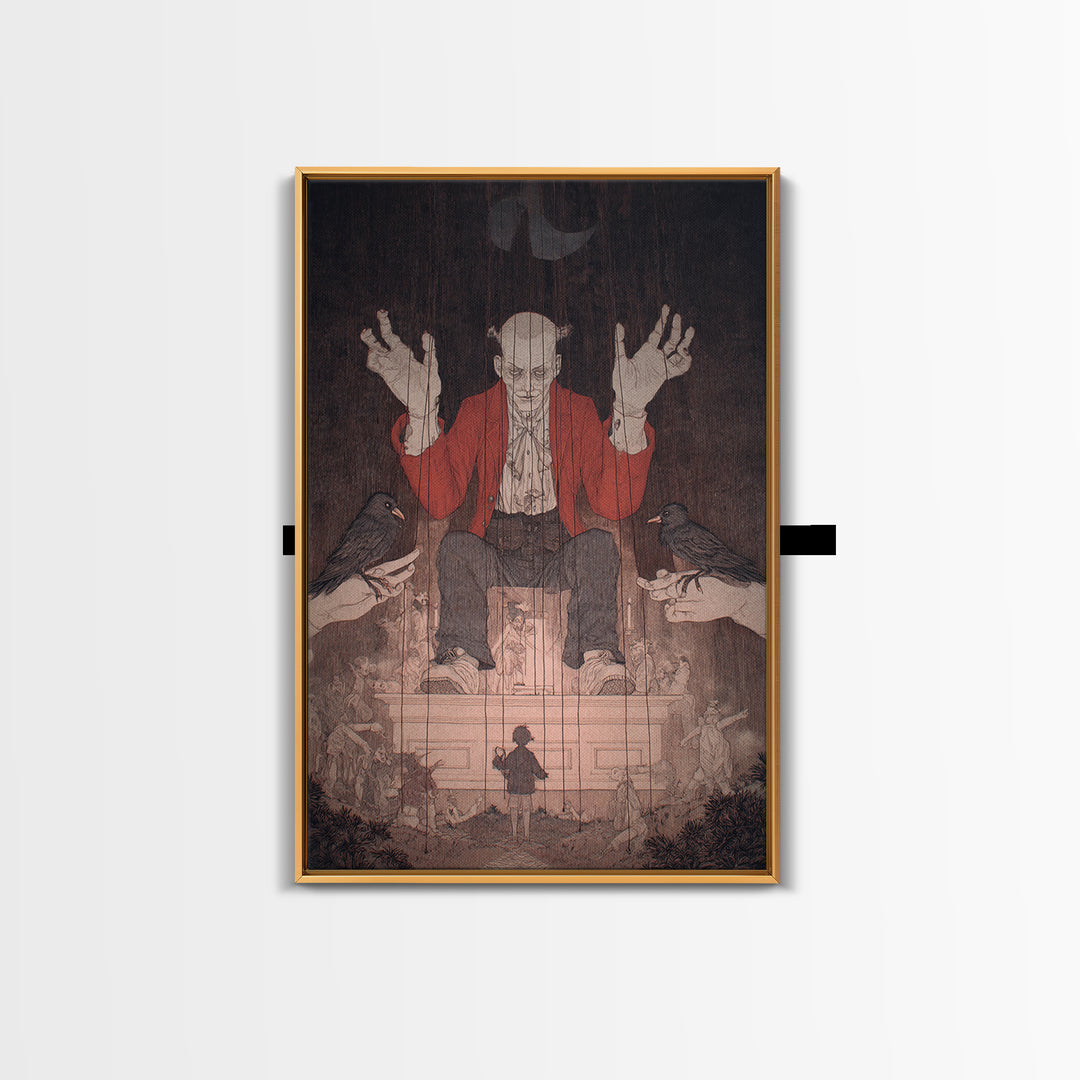 The Marionette Master, Victorian Macabre Art, Vertical Wall Art, Dark Fantasy Wall Art, Canvas Print, Halloween Wall Art