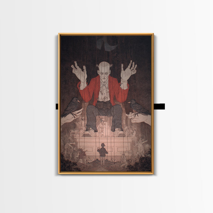 The Marionette Master, Victorian Macabre Art, Vertical Wall Art, Dark Fantasy Wall Art, Canvas Print, Halloween Wall Art