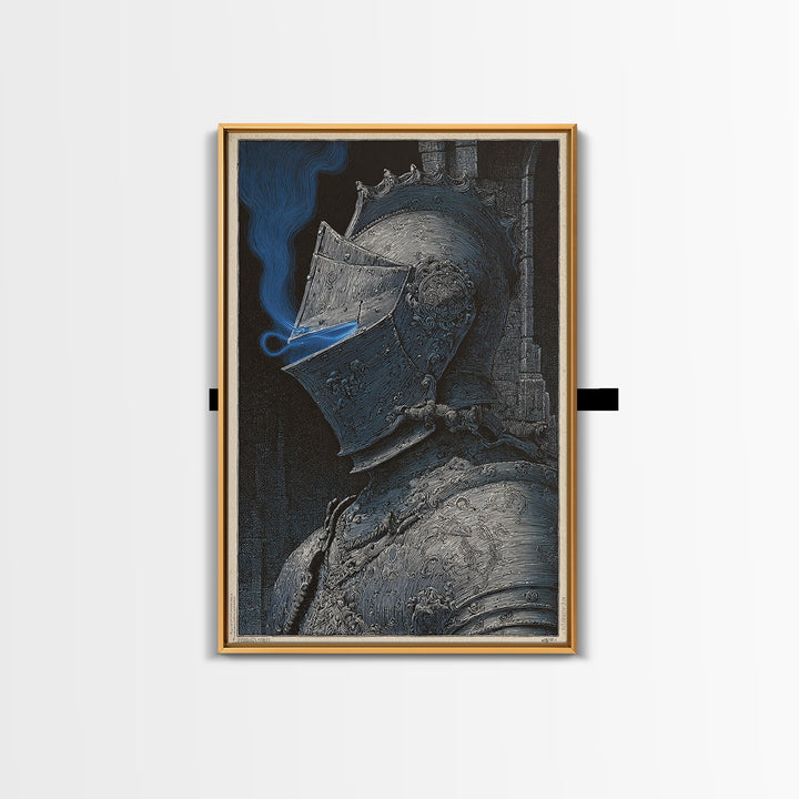 The Spectral Knight, Renaissance Engraving Art, Vertical Wall Art, Dark Fantasy Wall Art, Canvas Print, Halloween Wall Art