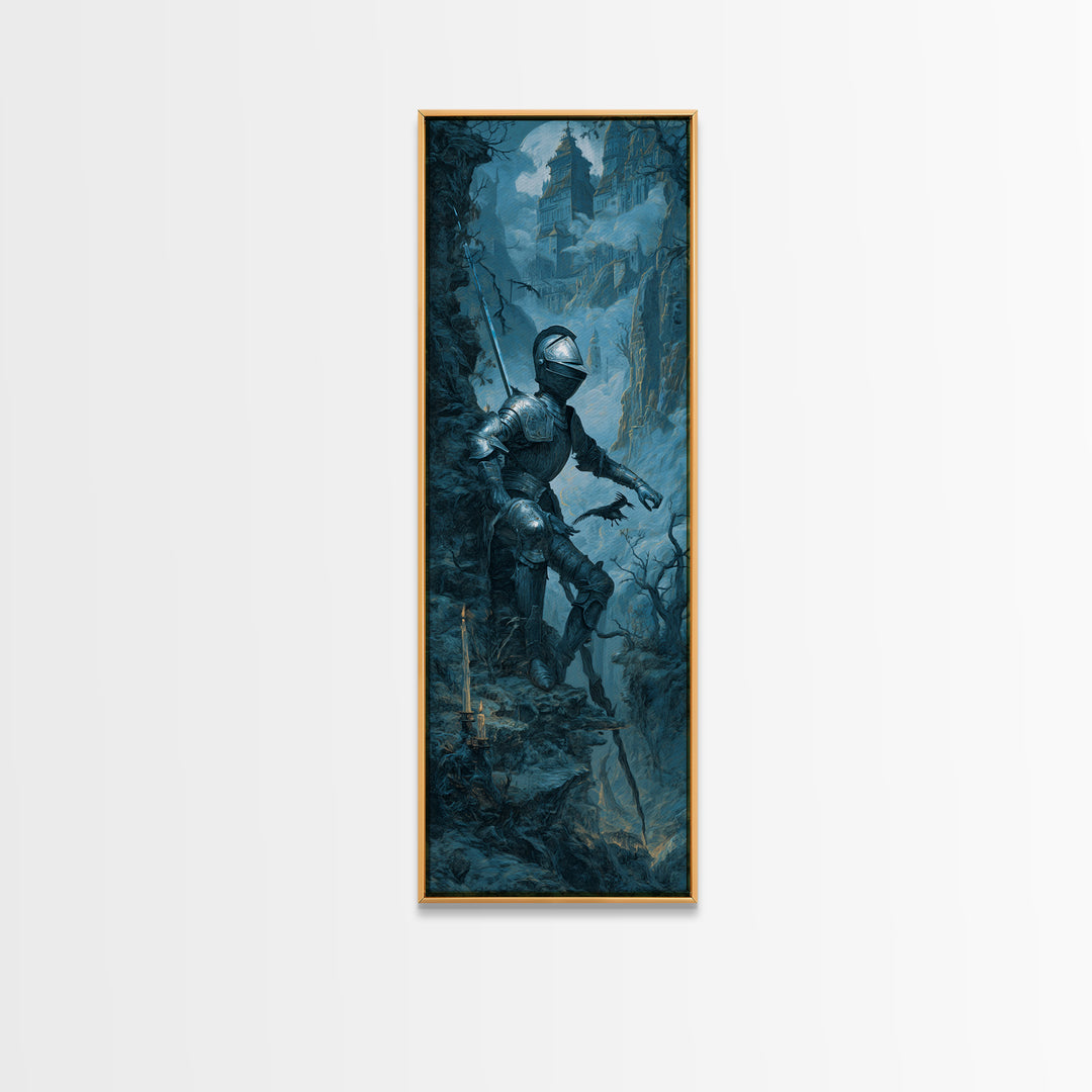 The Spectral Knight, Baroque Witchcraft Art, Tall Narrow Wall Art, Gothic Horror Wall Art, Canvas Print, Halloween Wall Art