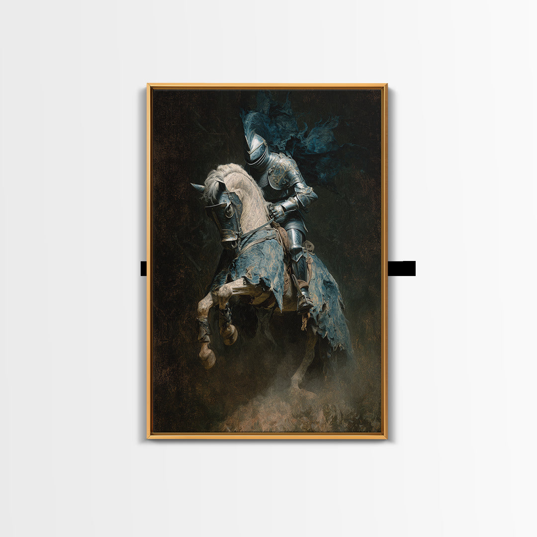 The Spectral Knight, Dark Romantic Horror Art, Vertical Wall Art, Dark Halloween Decor, Canvas Print, Halloween Wall Art, Horror Wall Art