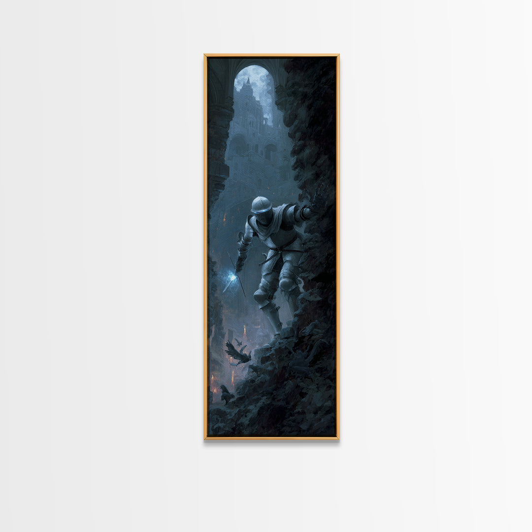 The Spectral Knight, Apocalyptic Romantic Art, Tall Narrow Wall Art, Macabre Wall Art, Canvas Print, Halloween Wall Art, Seasonal Home Decor