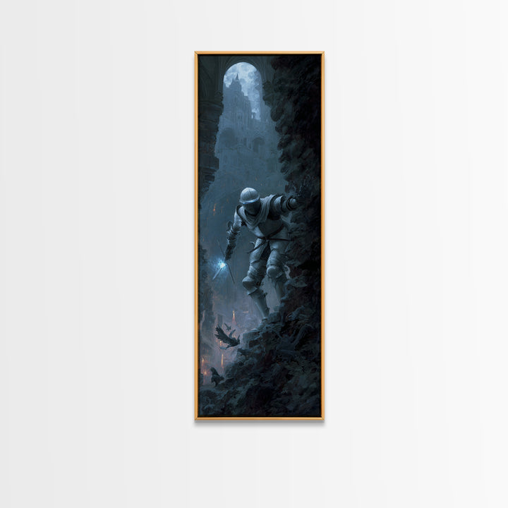 The Spectral Knight, Apocalyptic Romantic Art, Tall Narrow Wall Art, Macabre Wall Art, Canvas Print, Halloween Wall Art, Seasonal Home Decor