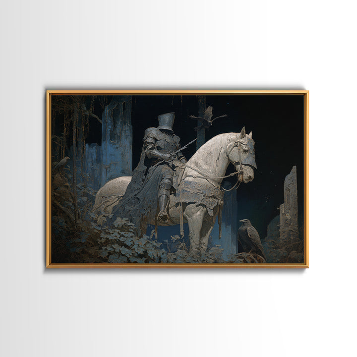 The Spectral Knight, Symbolist Gothic Landscape, Landscape Wall Art, Gothic Horror Wall Art, Canvas Print, Halloween Wall Art