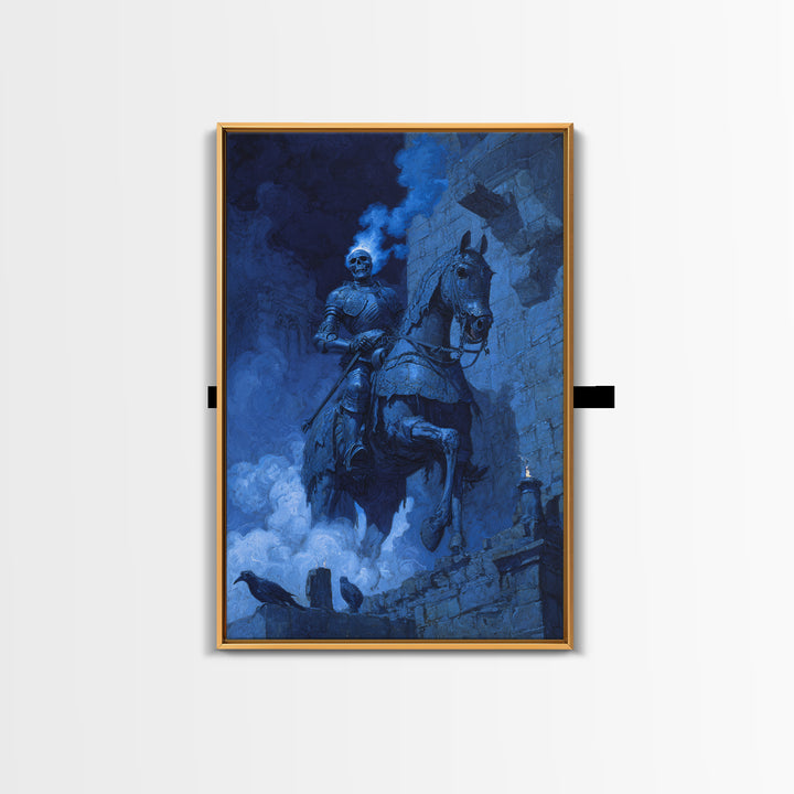 The Spectral Knight, Decadent Gothic Art, Vertical Wall Art, Gothic Horror Wall Art, Framed Canvas Print, Halloween Wall Art
